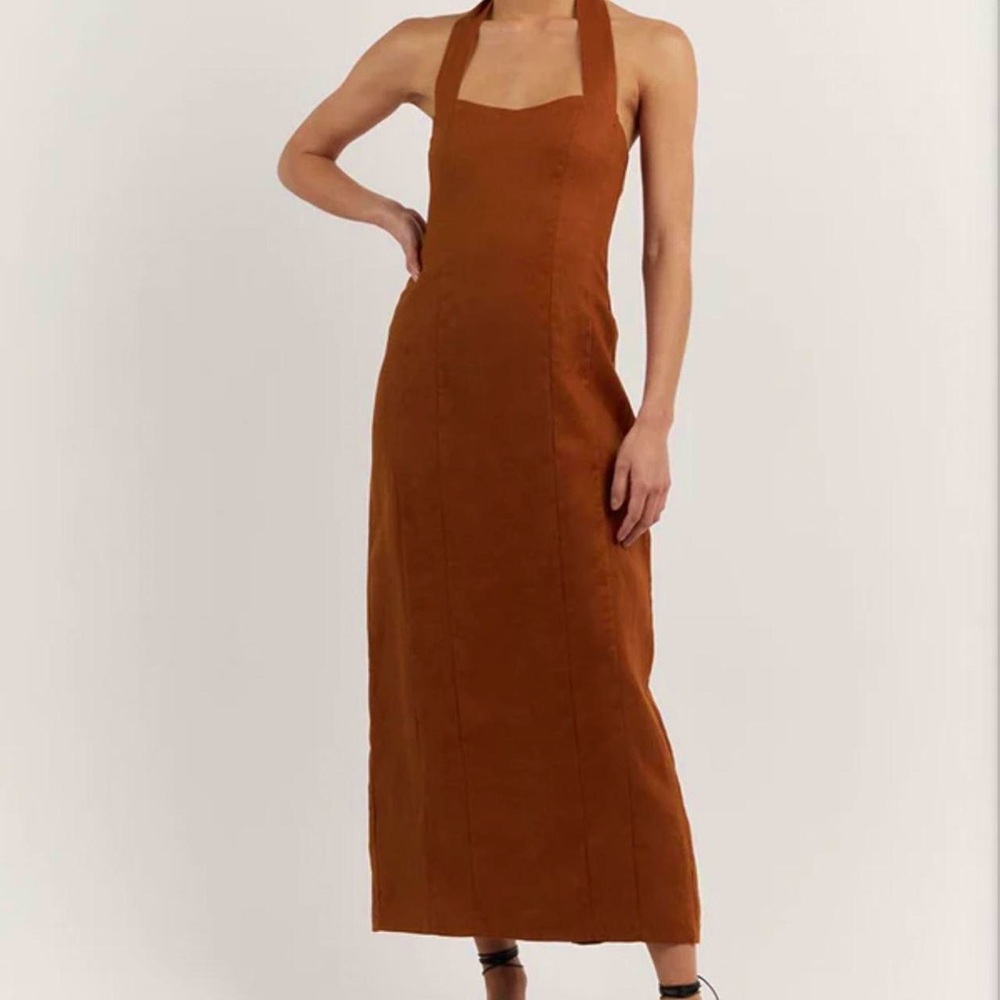 Willow Linen Dress in Tobacco by DISSH. Worn once.